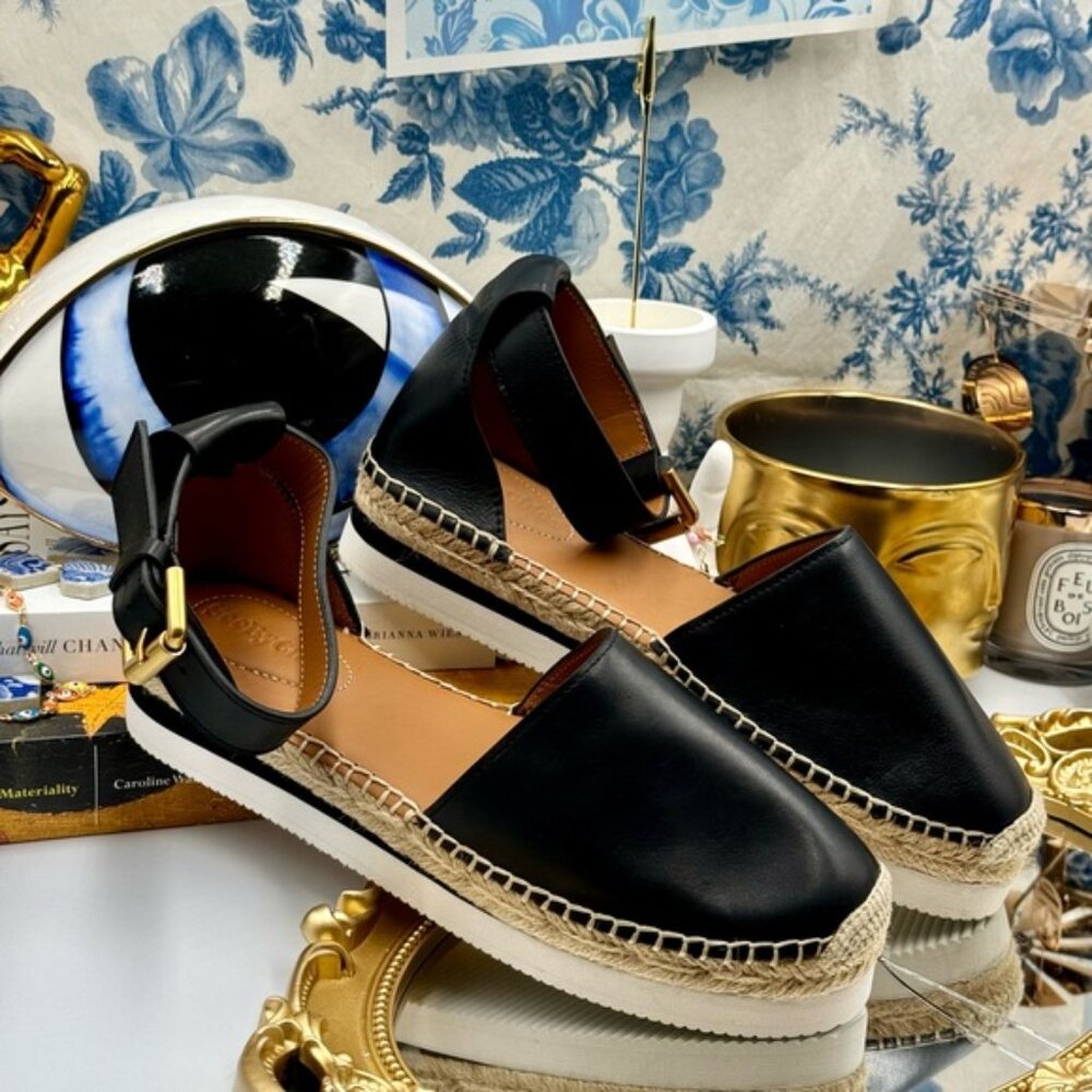 🆕 SEE BY CHLOE 🧿 NWOB Glyn Black Leather Espadrille Sandals - EU 37 - Picture 14 of 16